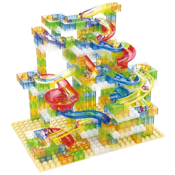 Set de Constructie Blocuri cu Bile de Sticla Kidprotect® Marble Makers, 333 de Piese Set de Constructie Blocuri cu Bile de Sticla Kidprotect® Marble Makers, 333 de Piese